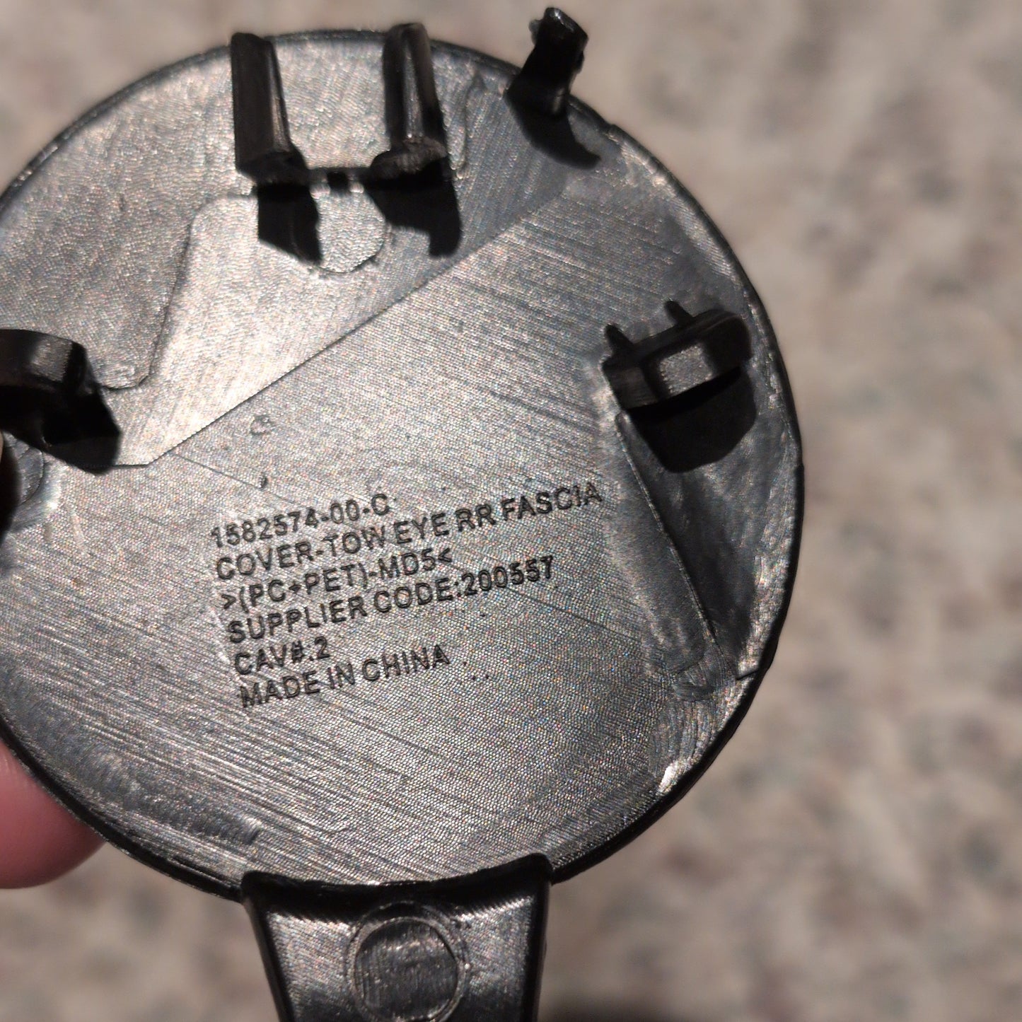 Tesla 1582574-00-C 2024 2025 Model 3 Rear Bumper Fascia Tow Hook Cover Cap