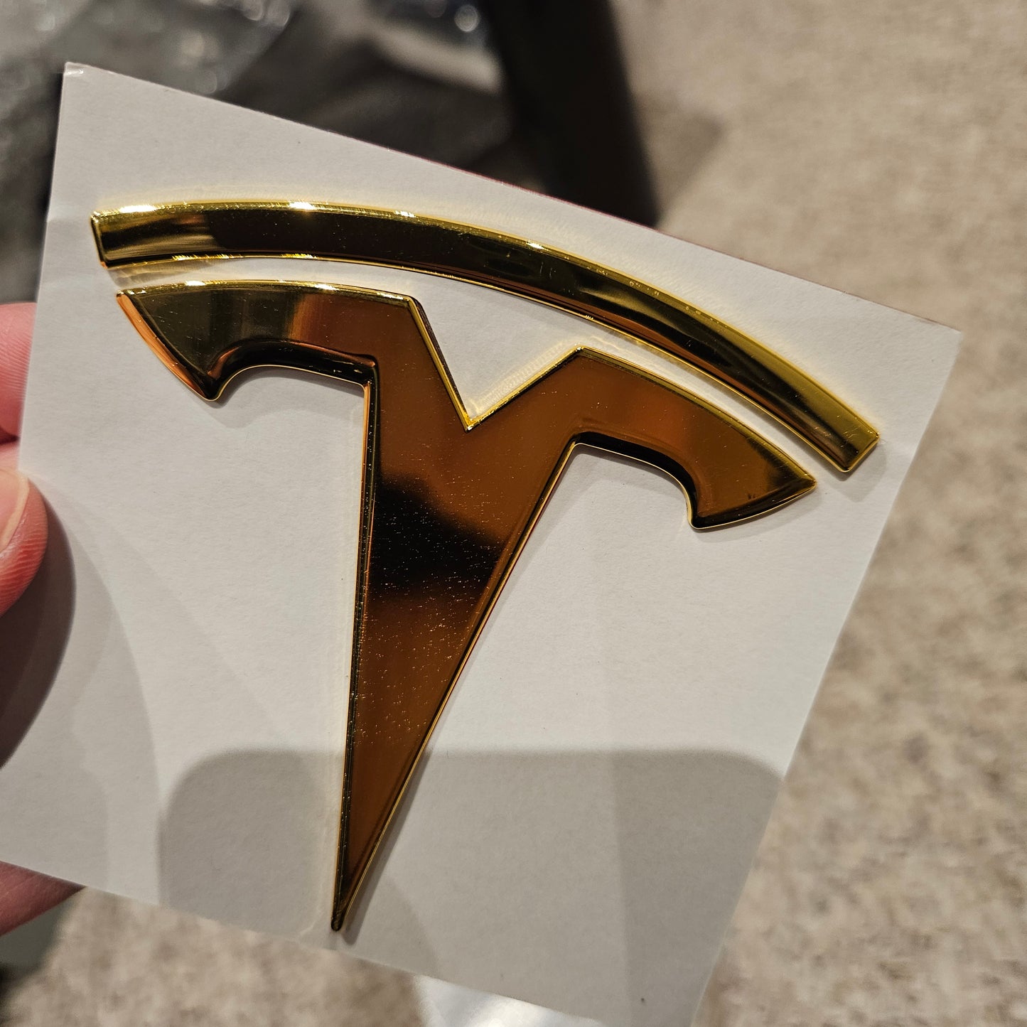 Tesla emblem logo model Y rear trunk gold NEW