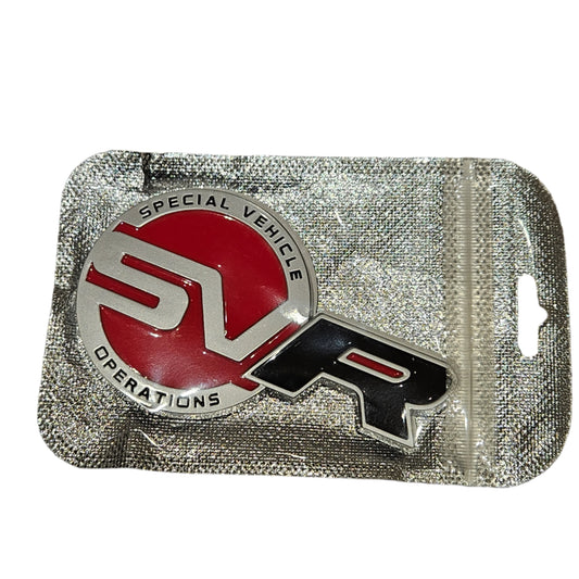 Land Rover SVR Badge Logo Small Matte Silver Black 9.5cm