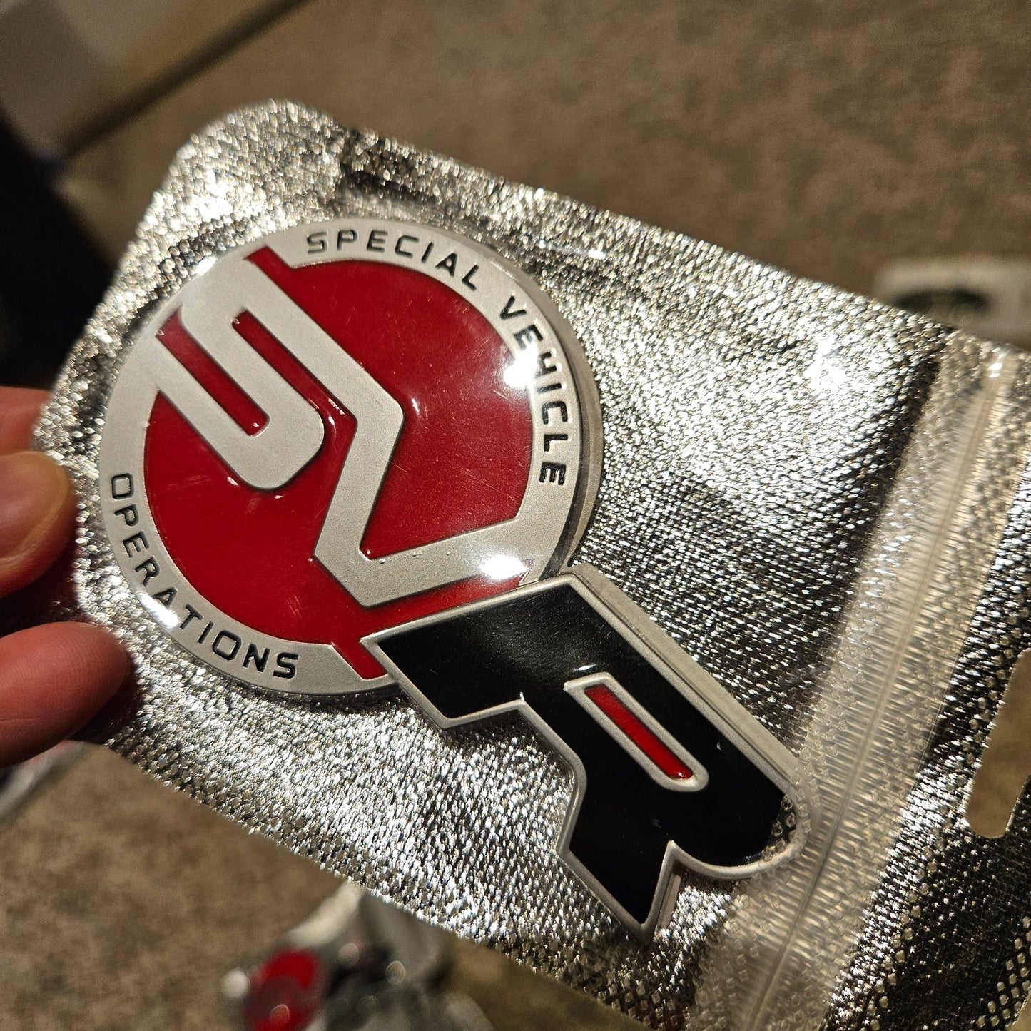 Land Rover SVR Badge Logo Small Matte Silver Black 9.5cm