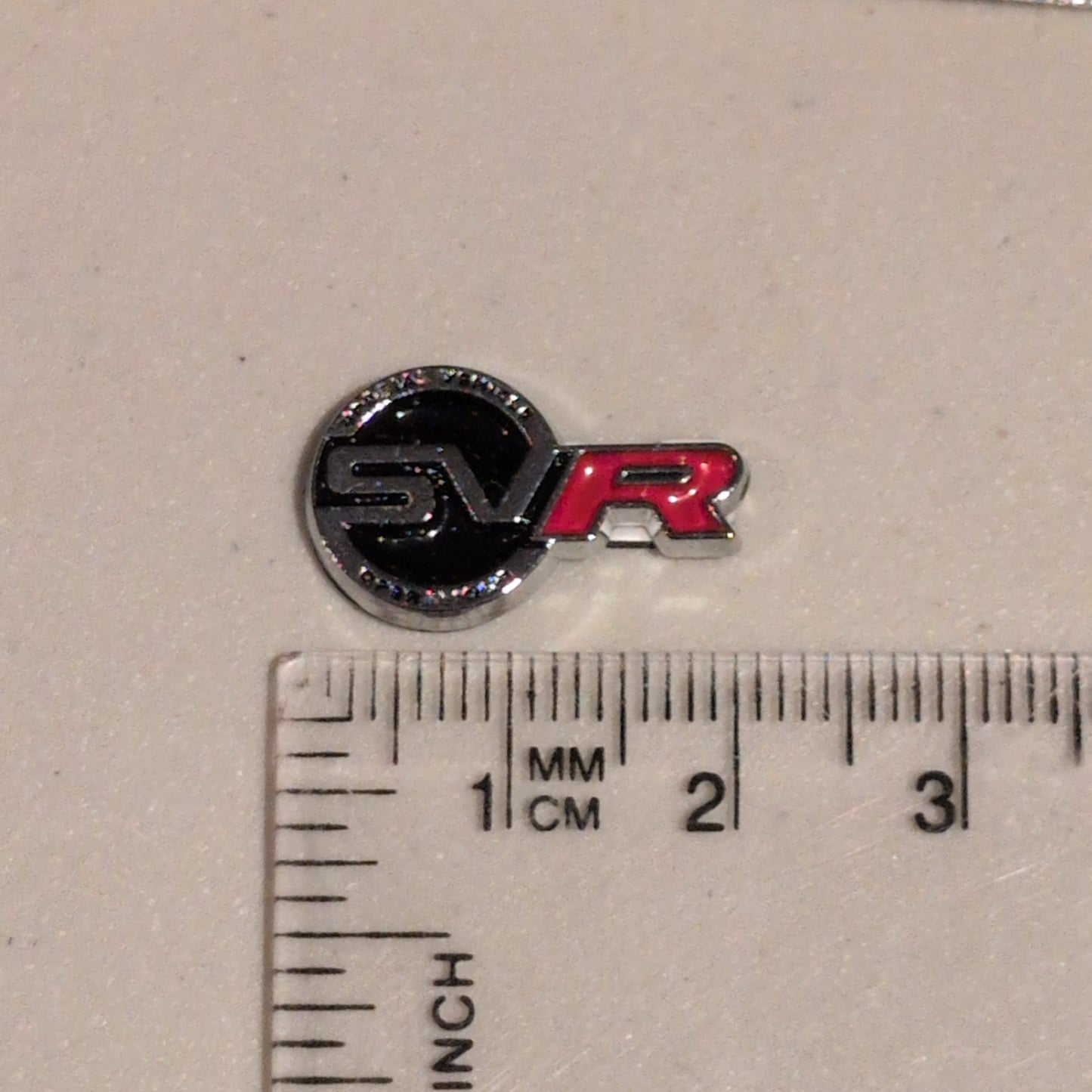 Land Rover SVR Badge Logo mini Gloss Silver Red 2cm