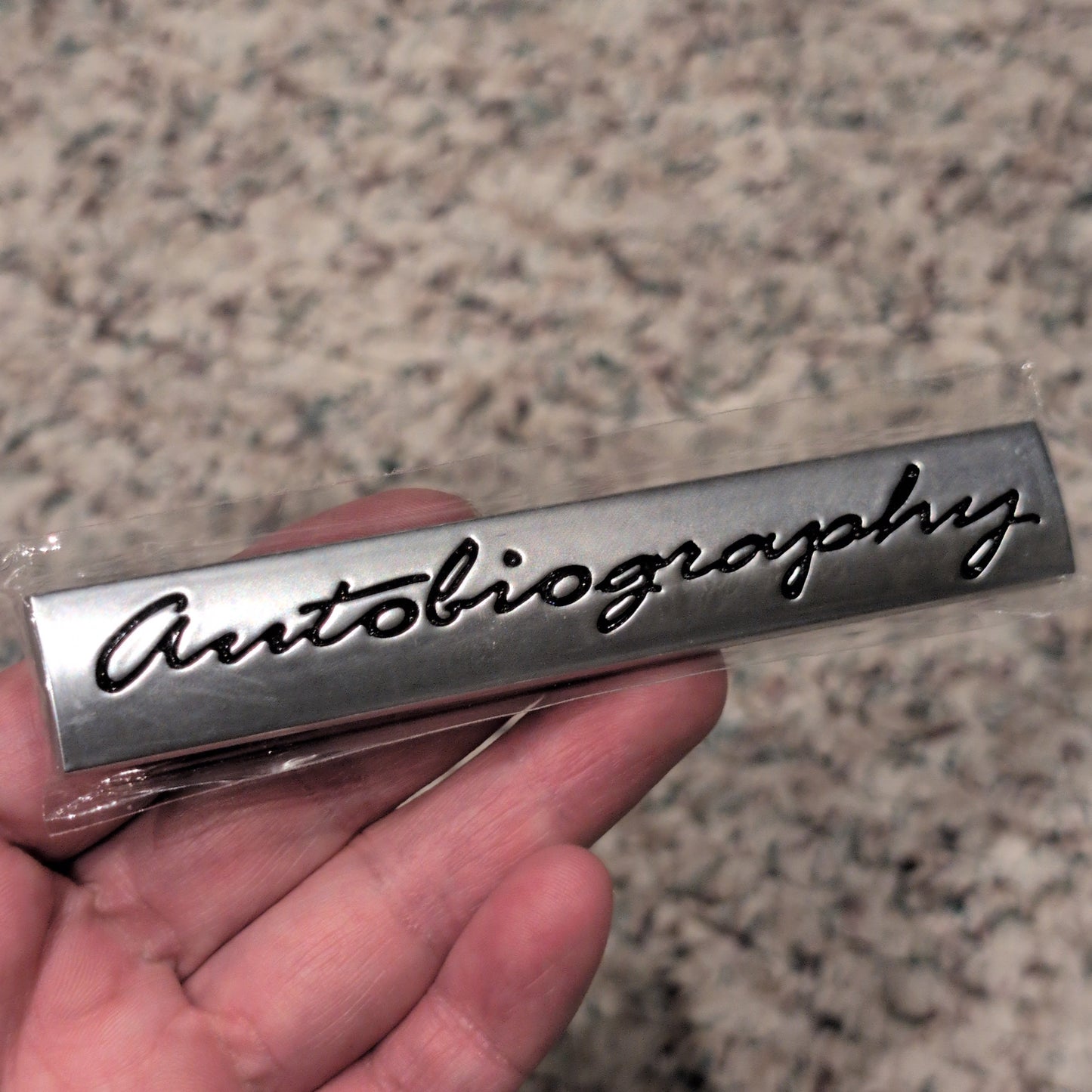 Autobiography logo Car Sticker Logo Car Badge Silver Black