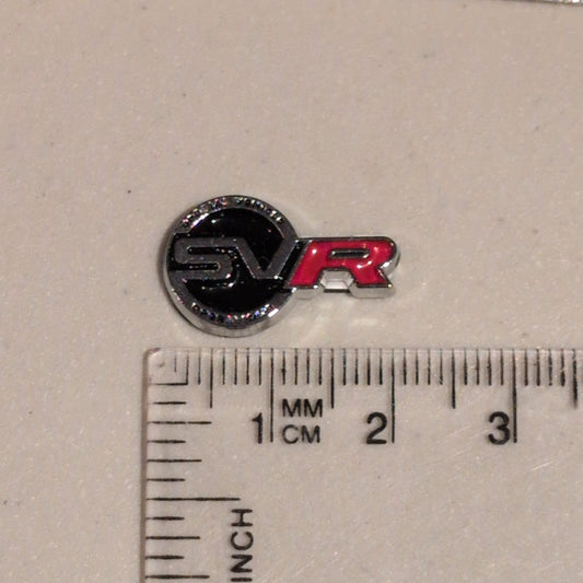 Land Rover SVR Badge Logo mini Gloss Silver Red 2cm